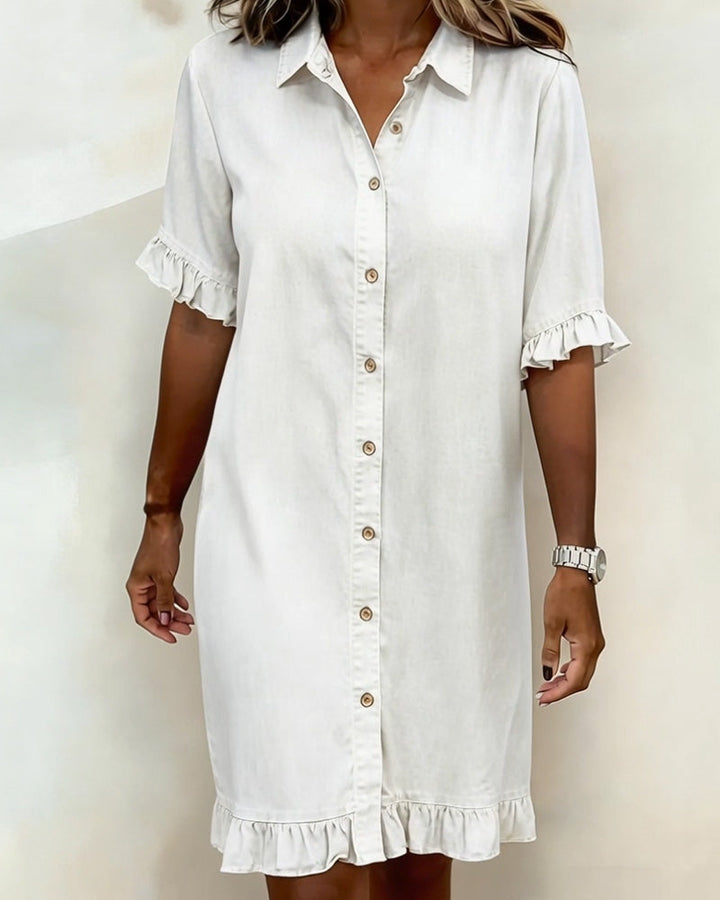 Susan | Comfortable Denim Dress with Flattering Pleats