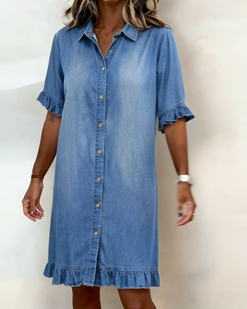 Susan | Comfortable Denim Dress with Flattering Pleats