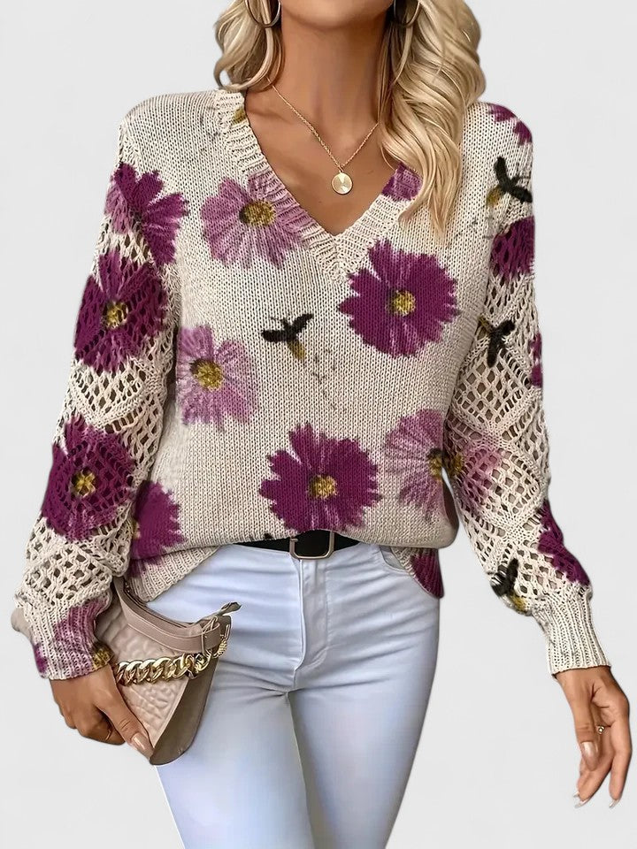 Willow | Elegant Floral Knit Sweater
