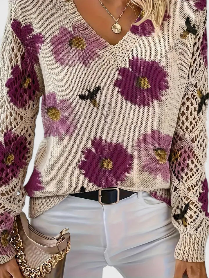 Willow | Elegant Floral Knit Sweater