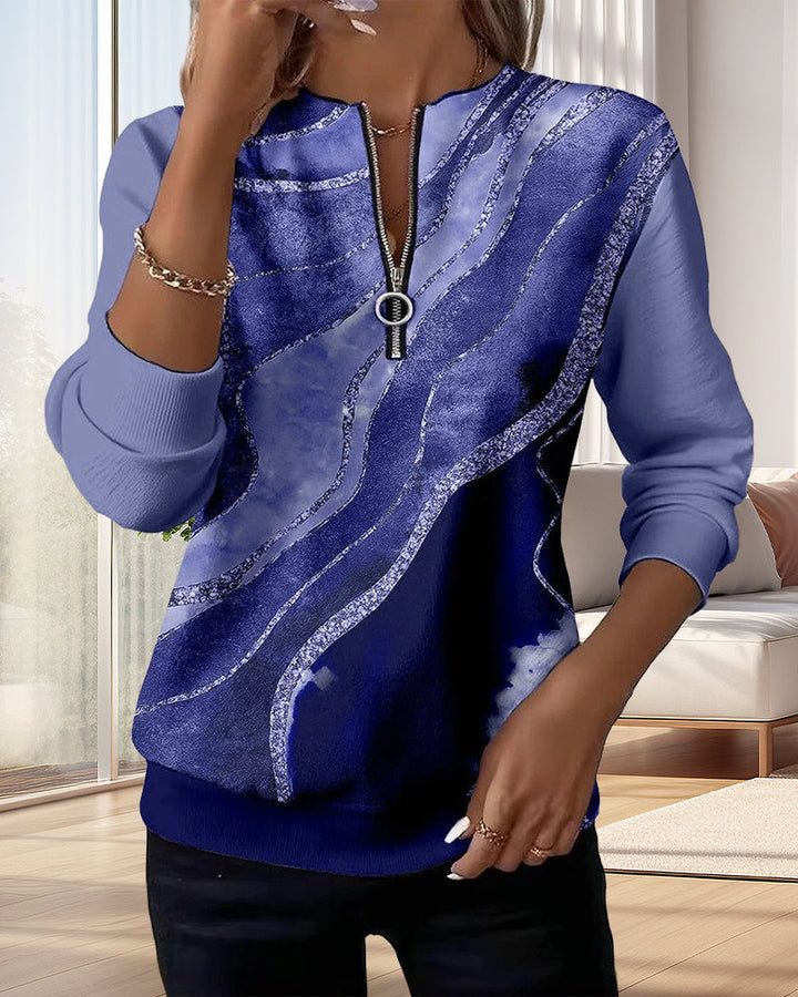 Kyra Half-Zip Sweatshirt with Vintage Print