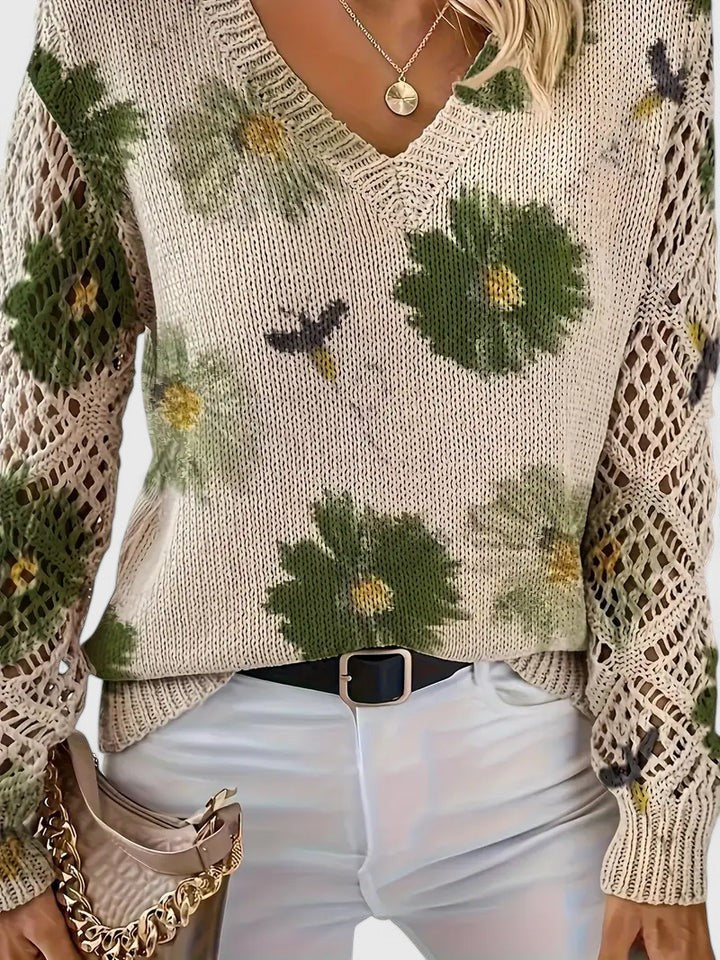 Willow | Elegant Floral Knit Sweater