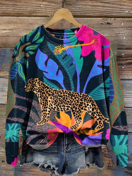 Nina Round Neck Sweater with Stylish Print