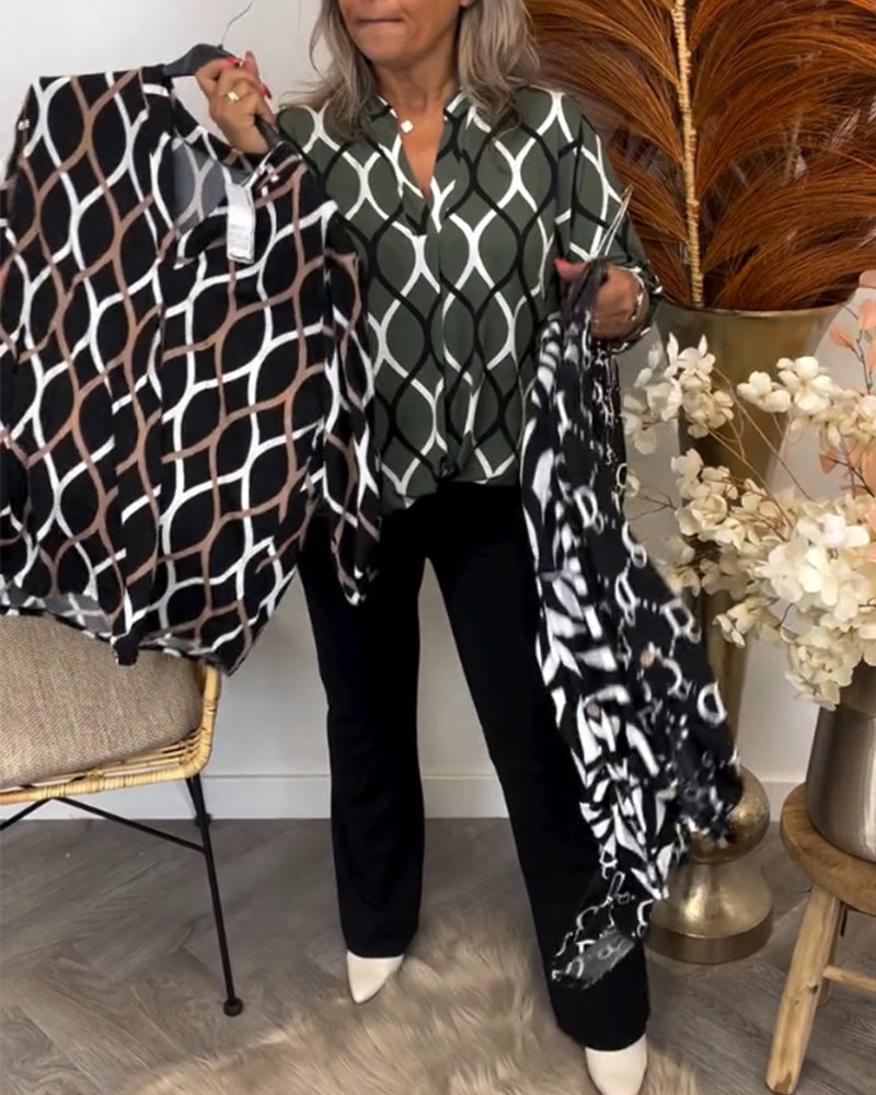 Jade™ | Casual Blouse with Long Sleeves and Elegant Pattern