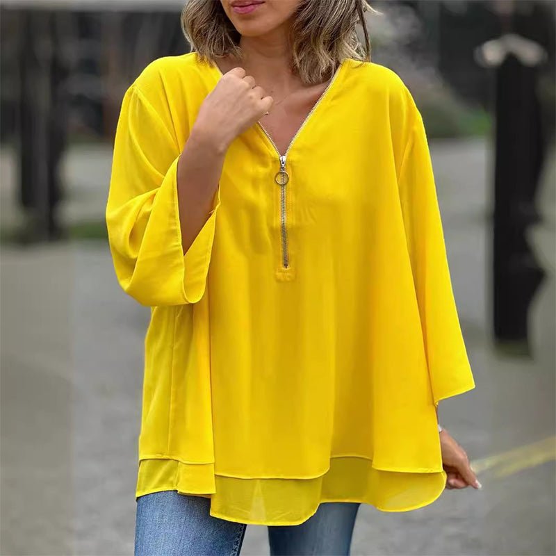 Alina | Chiffon Zipper Blouse