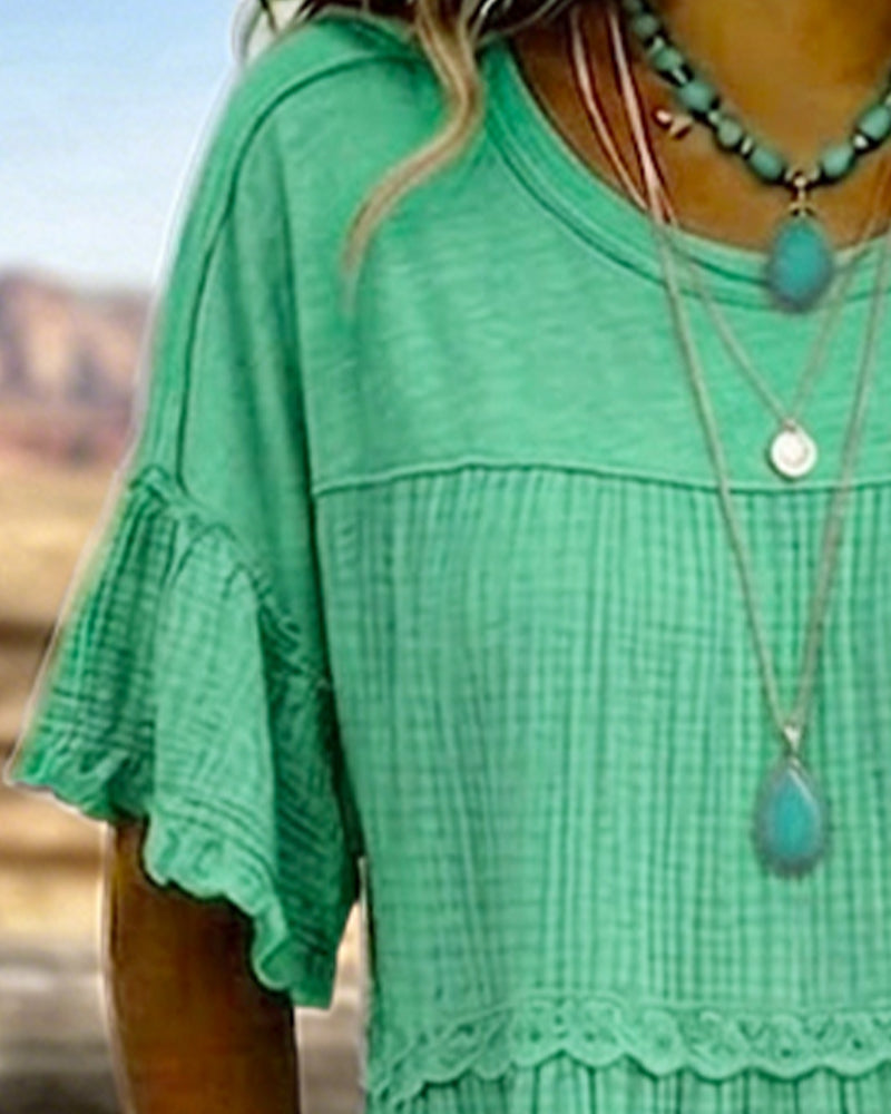 Short Sleeve Pocket Long Dress
