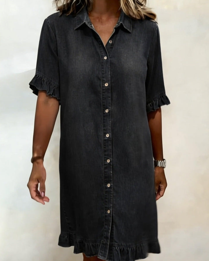 Susan | Comfortable Denim Dress with Flattering Pleats