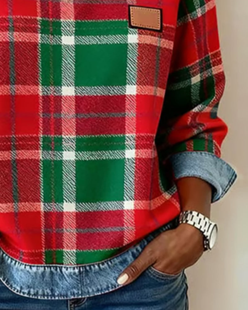 Irina | Sweatshirt with Checkered Patchwork