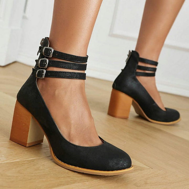 Avy |  Triple Buckle Heels