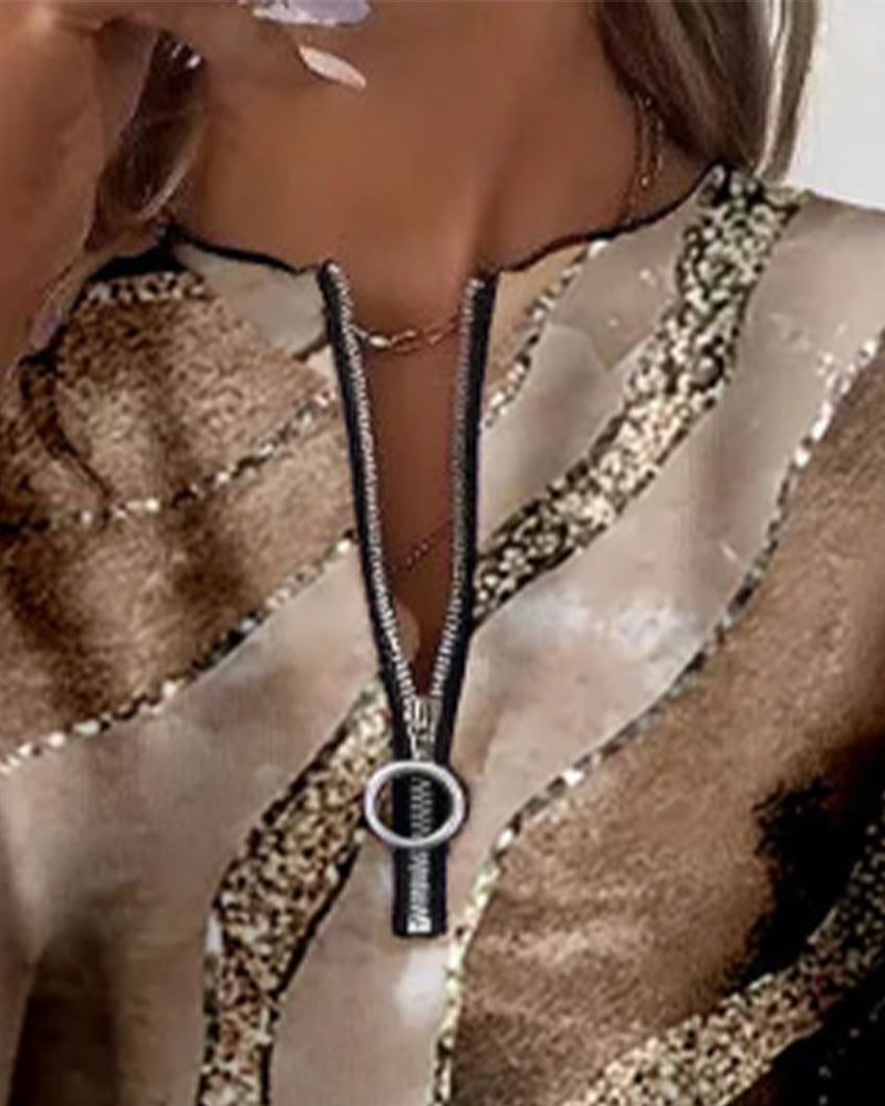 Kyra Half-Zip Sweatshirt with Vintage Print