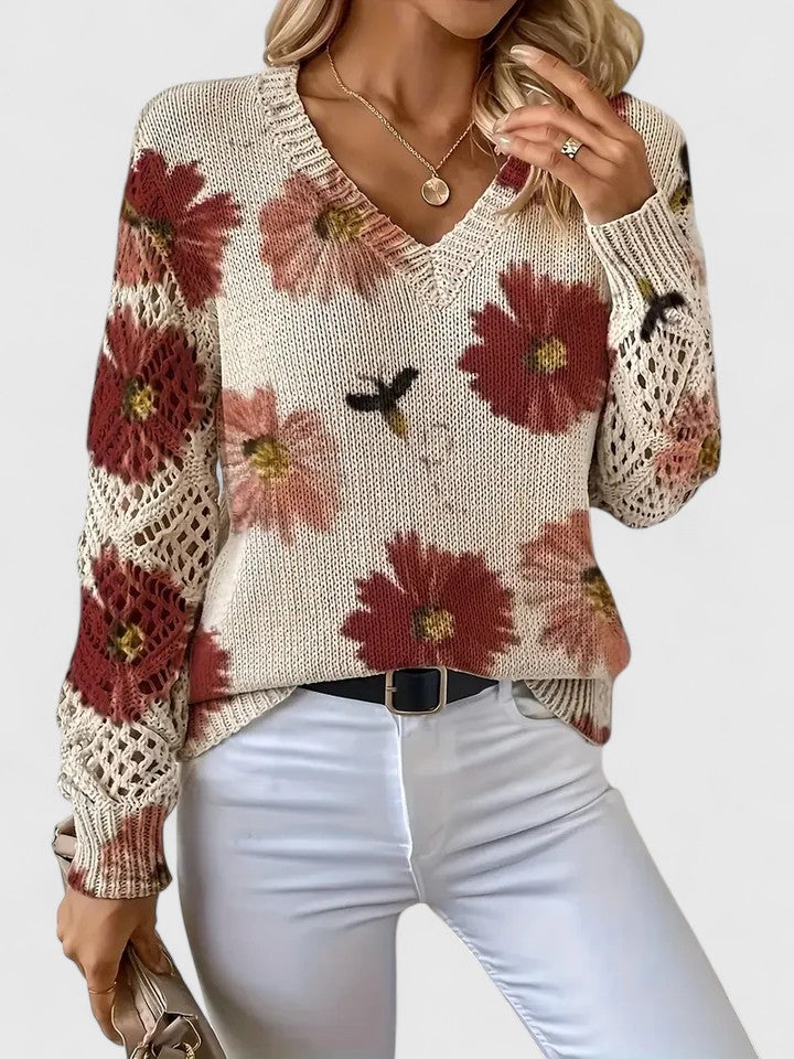 Willow | Elegant Floral Knit Sweater