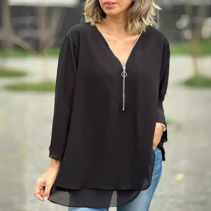 Alina | Chiffon Zipper Blouse