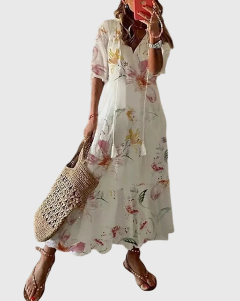 vintage summer maxi dresses Floral boho maxi dress cotton, vintage summer midi dress one size, cottagecore goddess dress, fairy fantasy dress for women