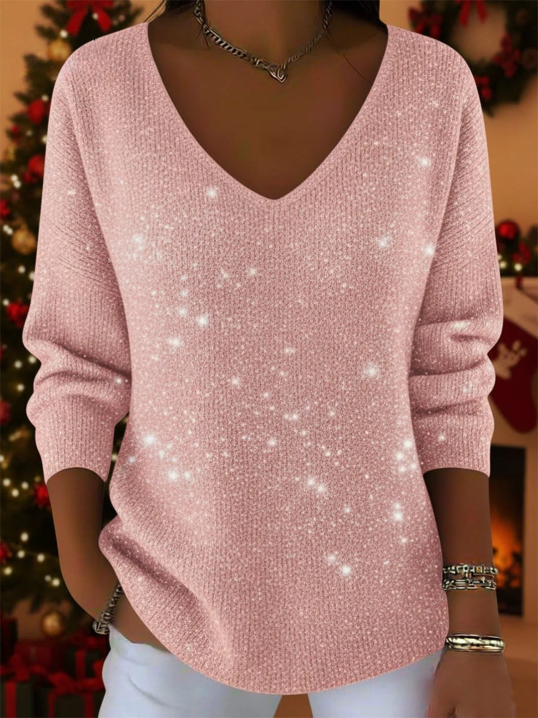 Alexis | Festive Jumper with V-Neck