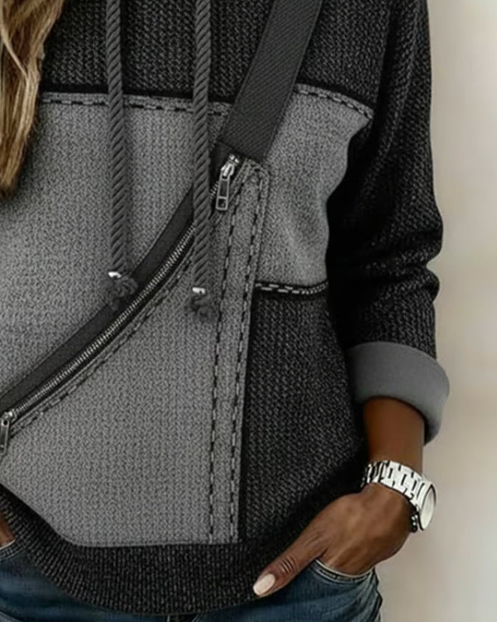 Elle | Elegant Color Block Hoodie