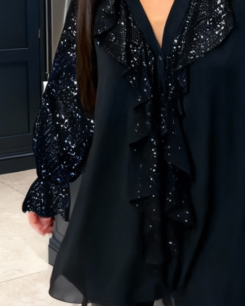 Selena | Loose Solid Color Blouses with Ruffles