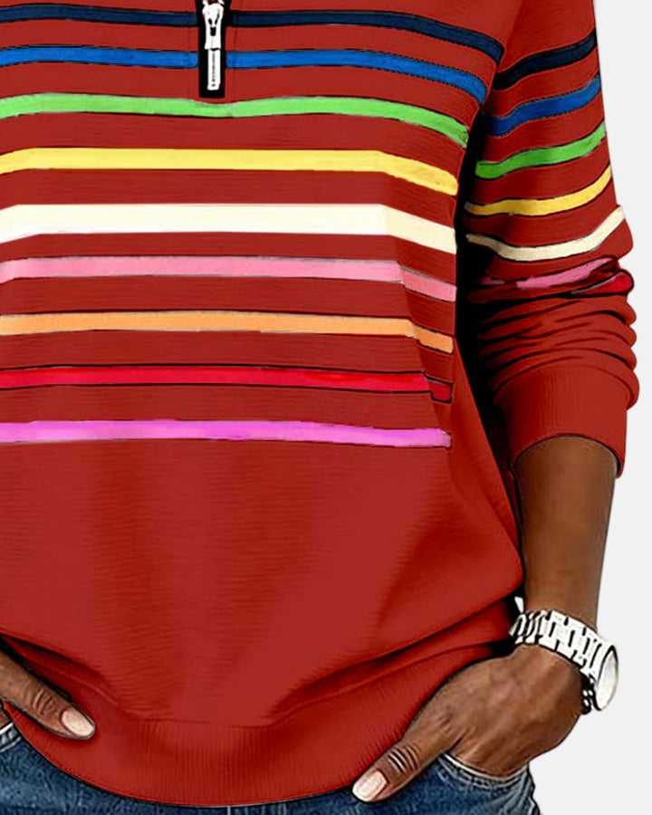 Merel | Rainbow Striped Zip Sweatshirt