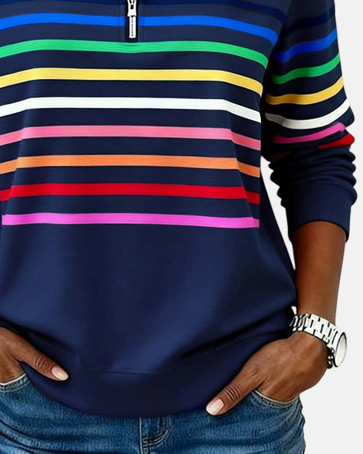 Merel | Rainbow Striped Zip Sweatshirt