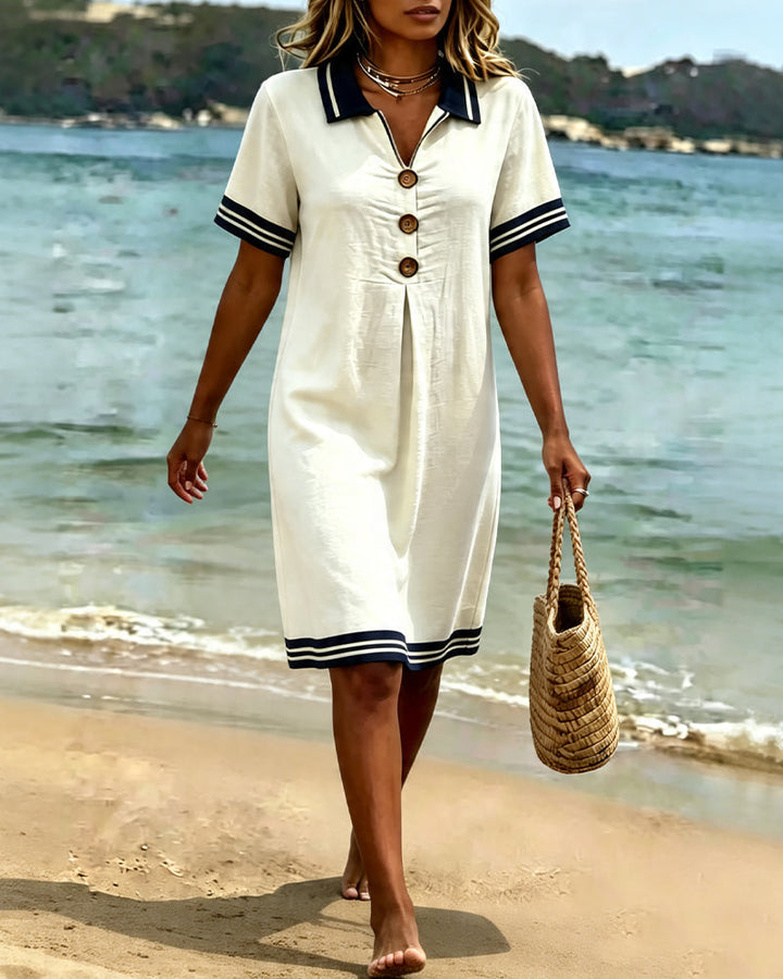 Contrast Color Short Sleeve Dress