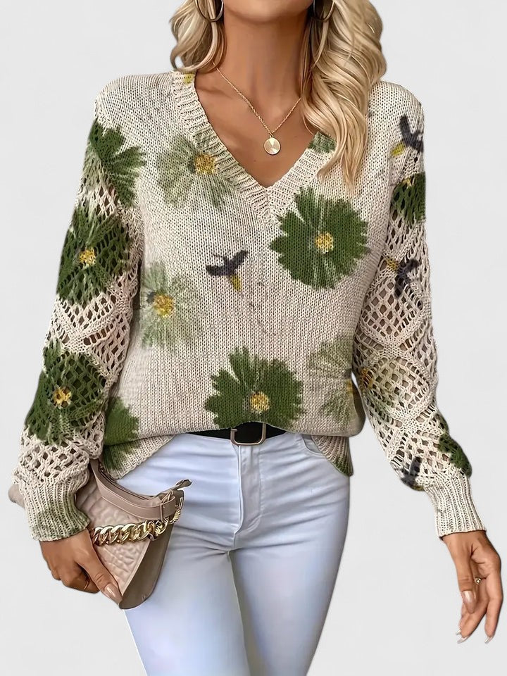 Willow | Elegant Floral Knit Sweater