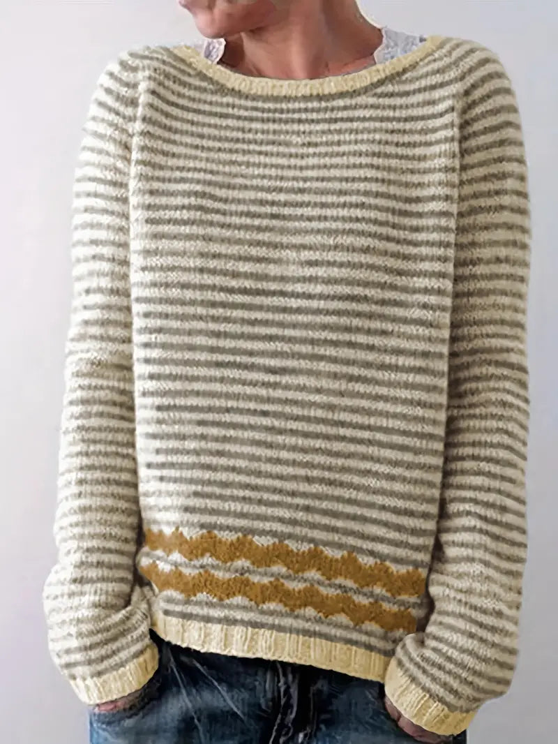Melinda Women's casual sweater with subtle stripes