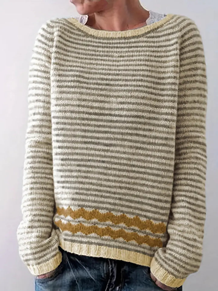 Melinda Women's casual sweater with subtle stripes