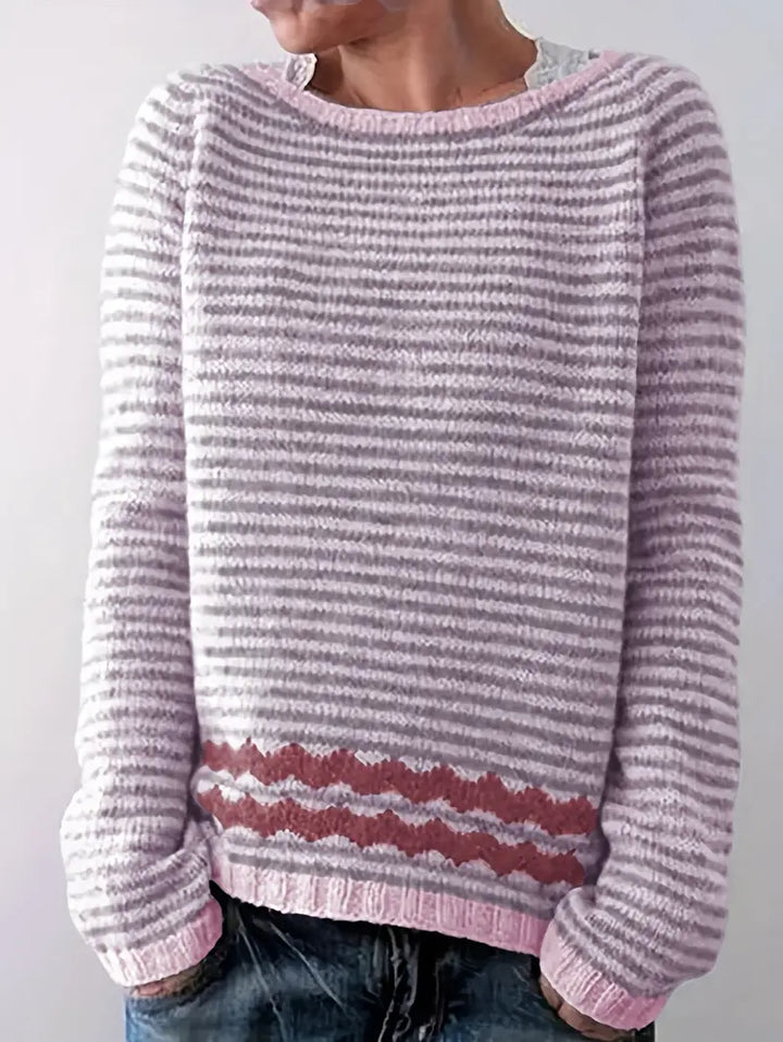 Melinda Women's casual sweater with subtle stripes