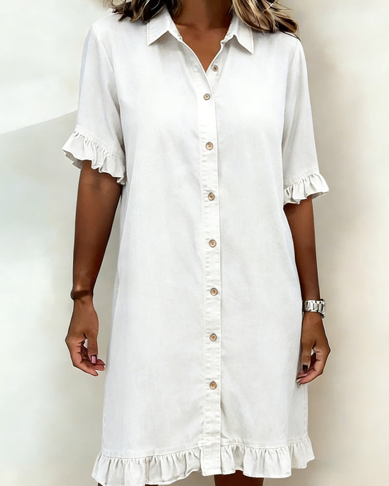 Susan | Comfortable Denim Dress with Flattering Pleats