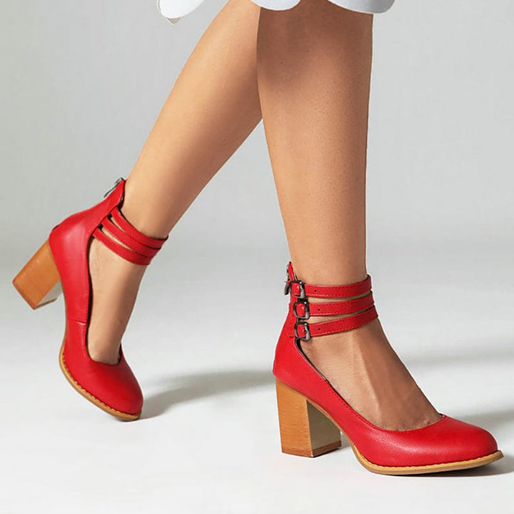 Avy |  Triple Buckle Heels