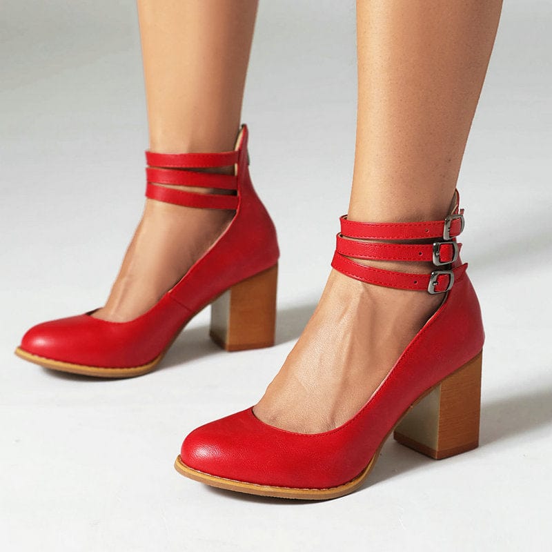 Avy |  Triple Buckle Heels