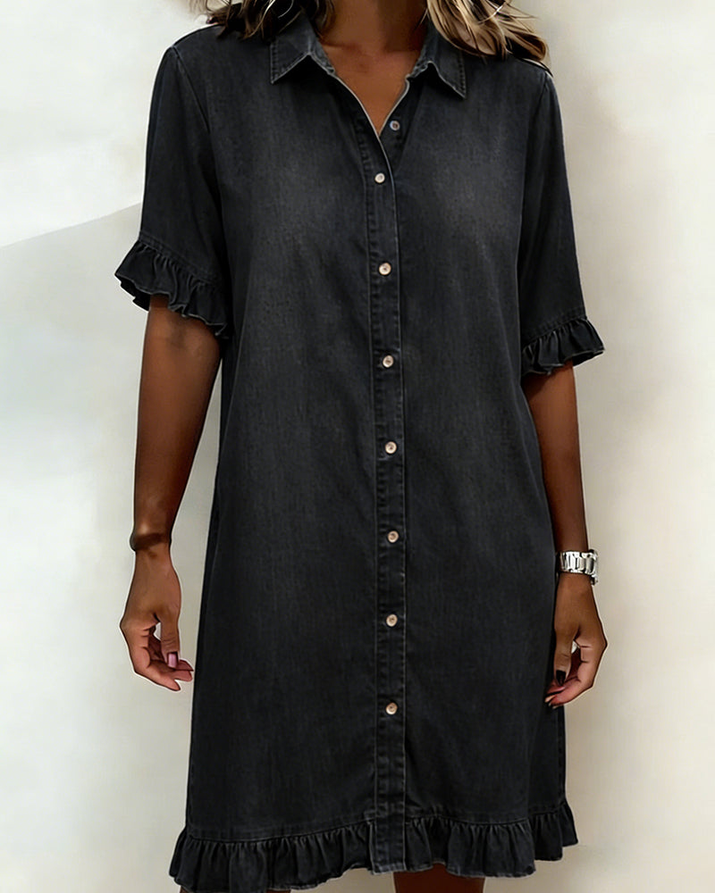 Susan | Comfortable Denim Dress with Flattering Pleats