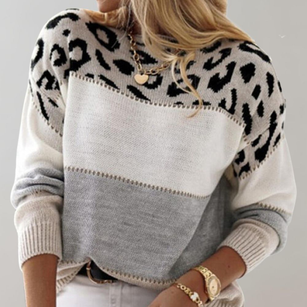 Camille | Leopard Accent Knit Sweater