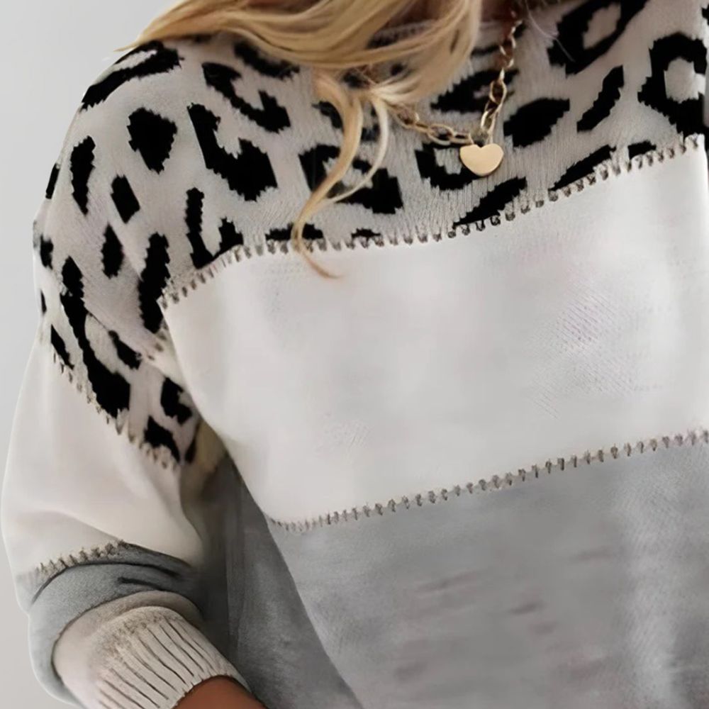 Camille | Leopard Accent Knit Sweater