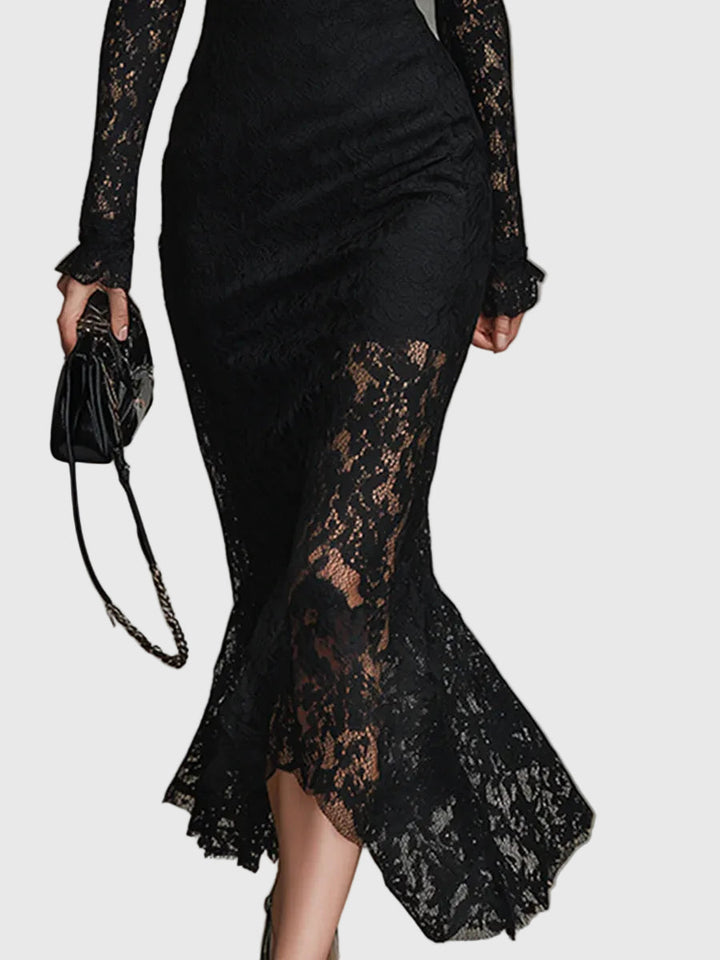 Oriana | Elegant Lace Fishtail Maxi Dress