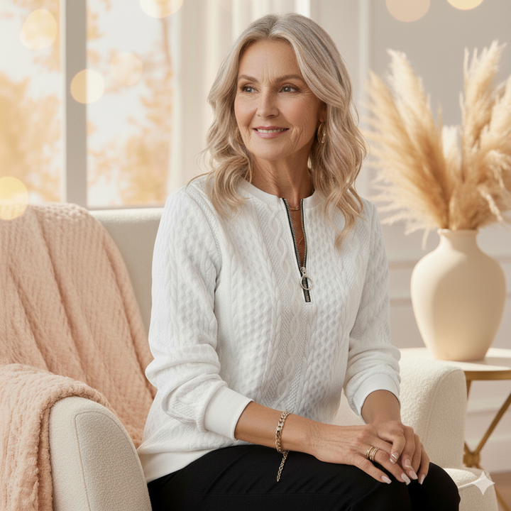 Alice | Zip-up cable knit sweater