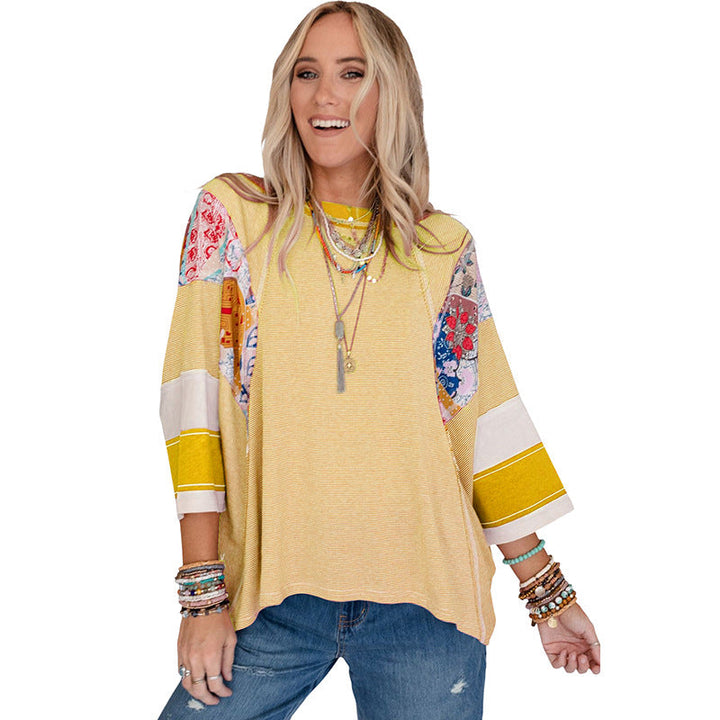 Amara™| Lightweight Patchwork Batwing Top