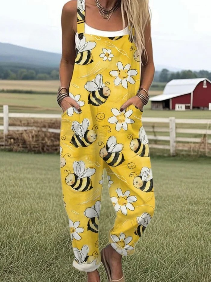 Liora – FLYING BEES EMBROIDERY PATTERN JUMPSUIT