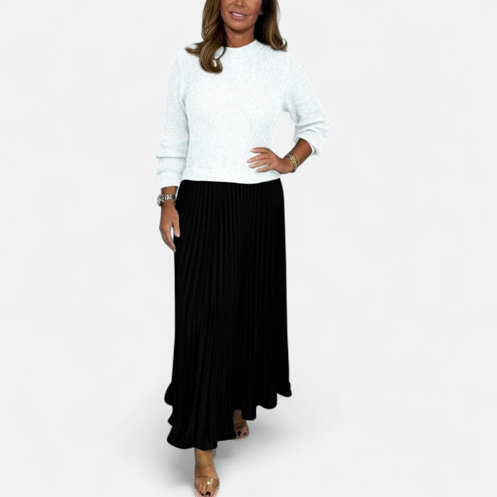 Christel - Maxi dress with sweater and pleated skirt