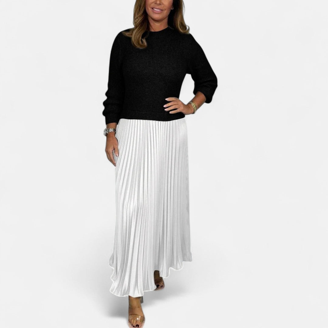 Christel - Maxi dress with sweater and pleated skirt