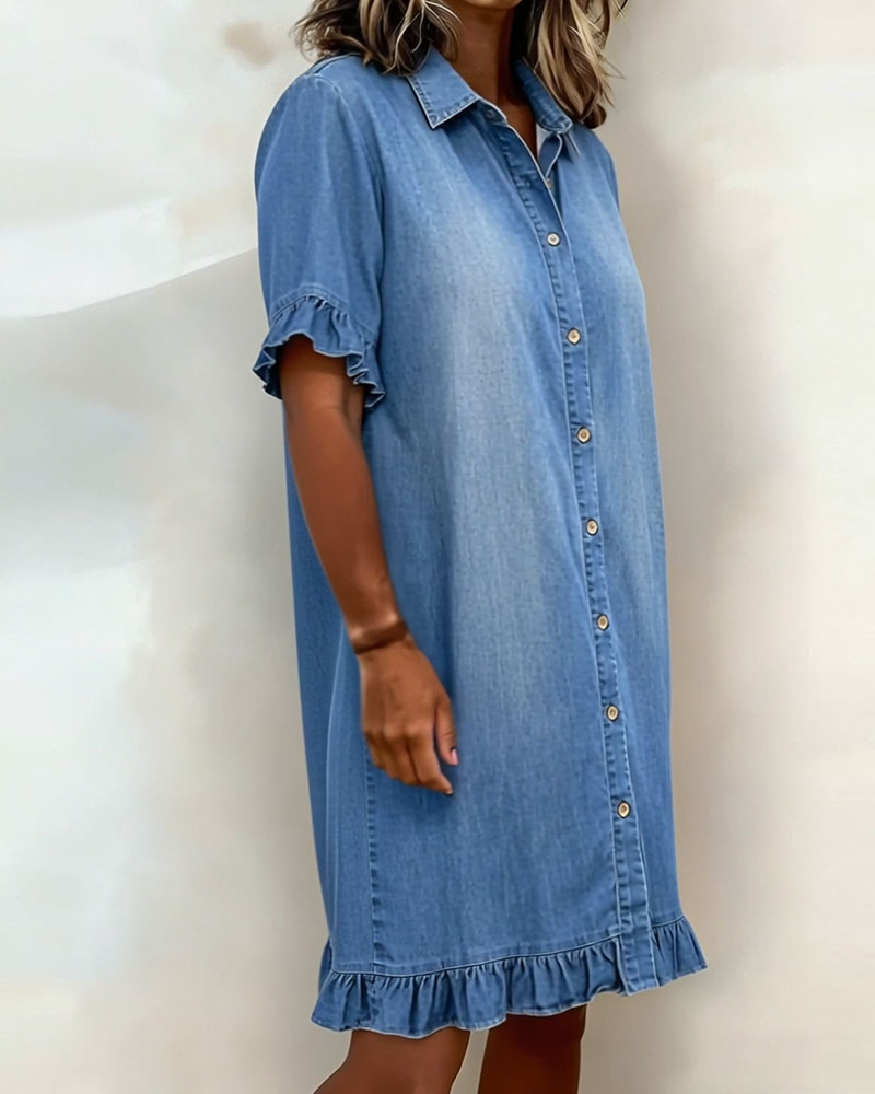 Susan | Comfortable Denim Dress with Flattering Pleats