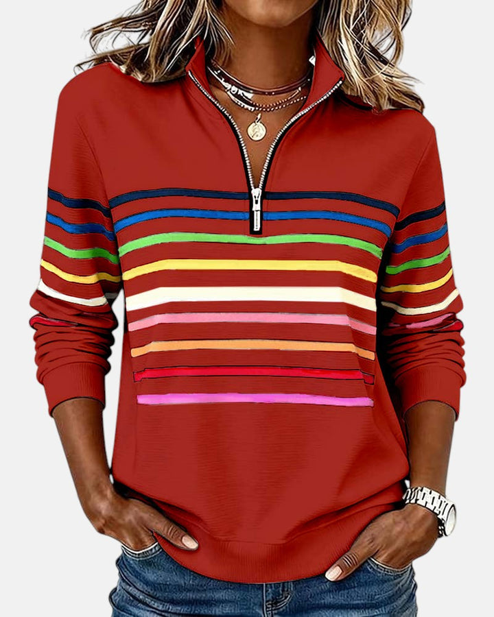 Merel | Rainbow Striped Zip Sweatshirt
