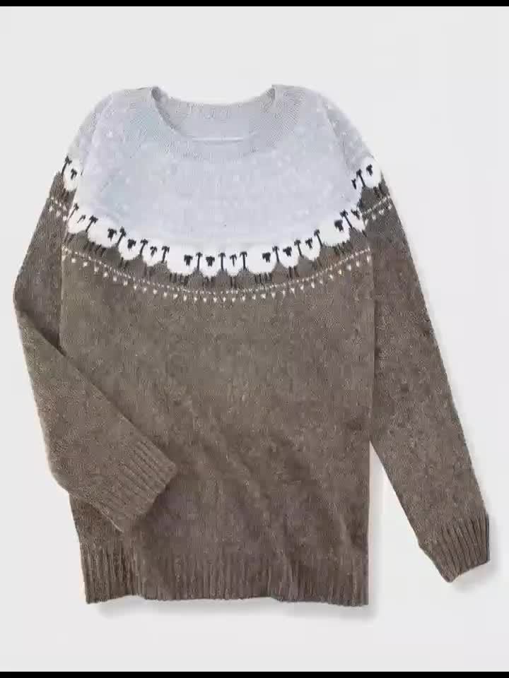 Aria™ | Elegant Winter Sweater with Sheep Jacquard Pattern