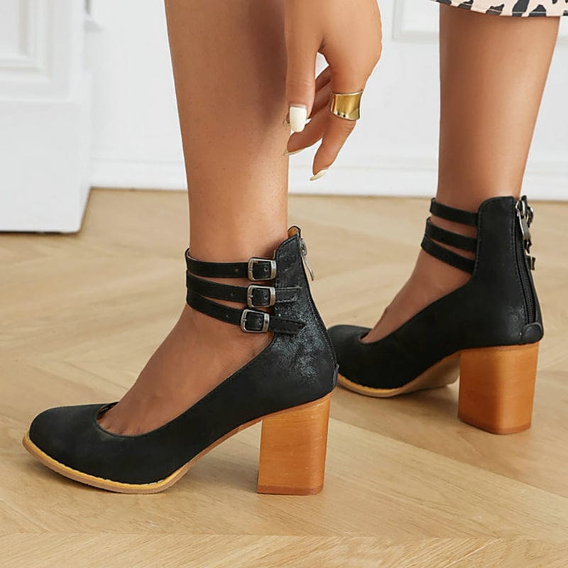 Avy |  Triple Buckle Heels