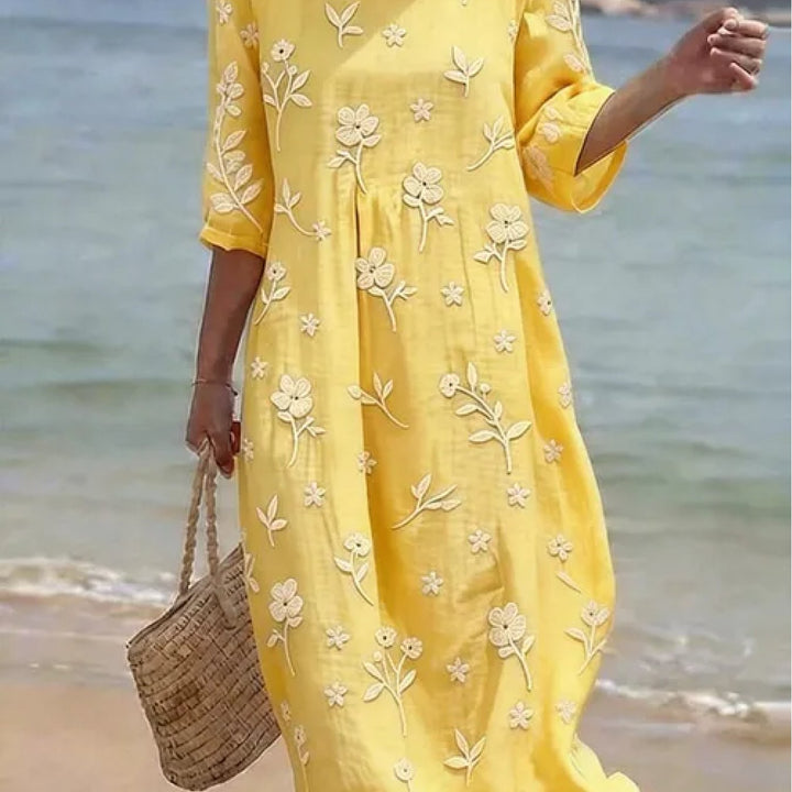 Sophie | Embroidered Mid-Sleeve Dress