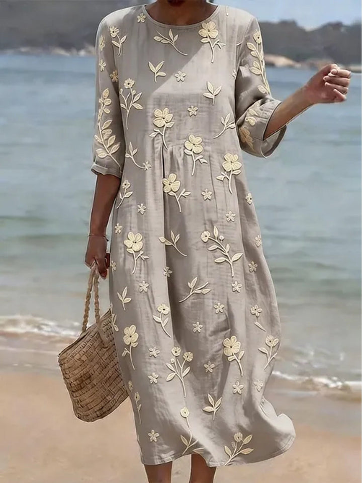 Simone | Embroidered Mid-Sleeve Dress