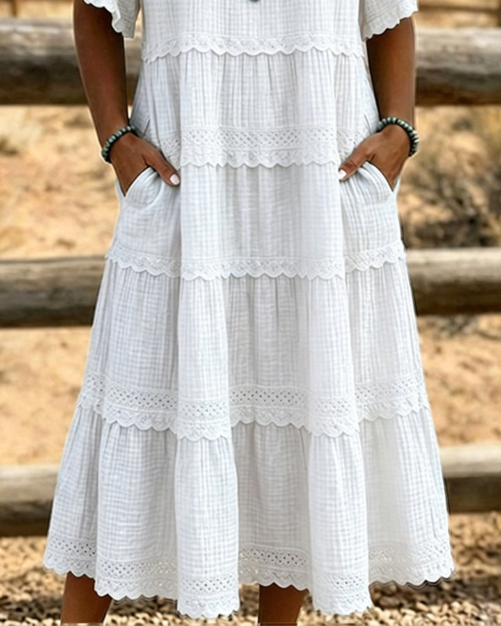 Short Sleeve Pocket Long Dress