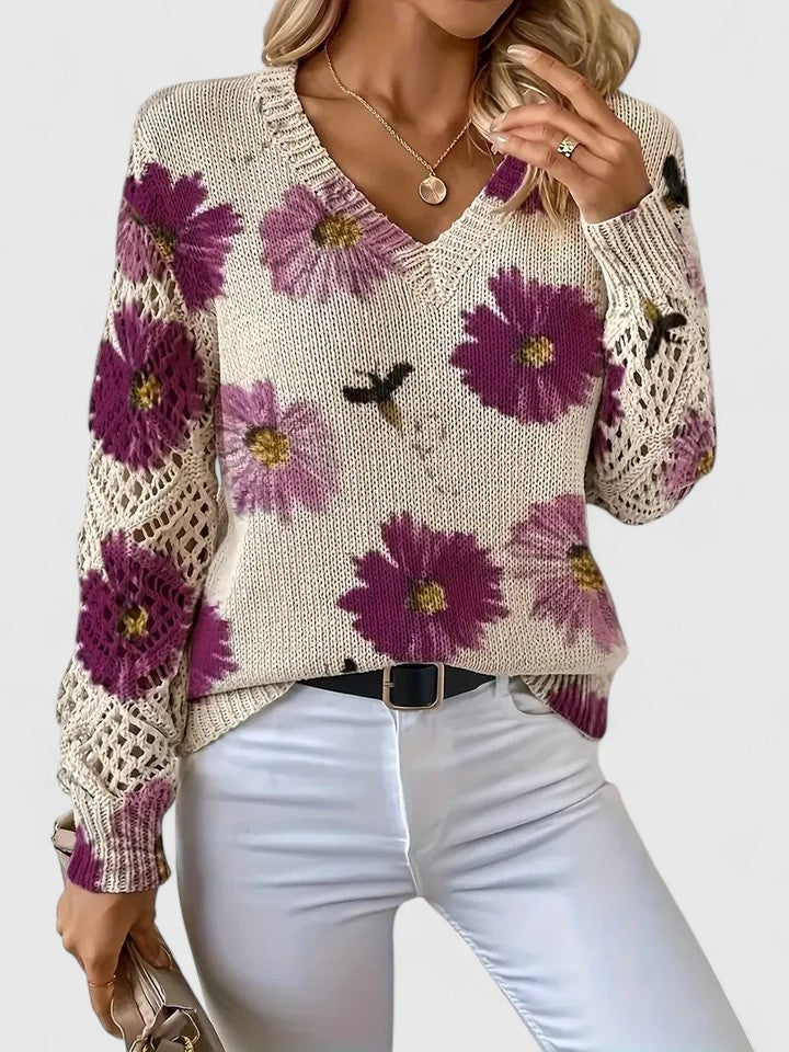 Willow | Elegant Floral Knit Sweater