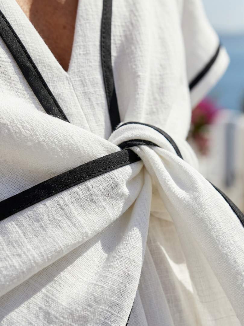 Linnea | V Neck Short Sleeve Gathered Waist Midi Dress