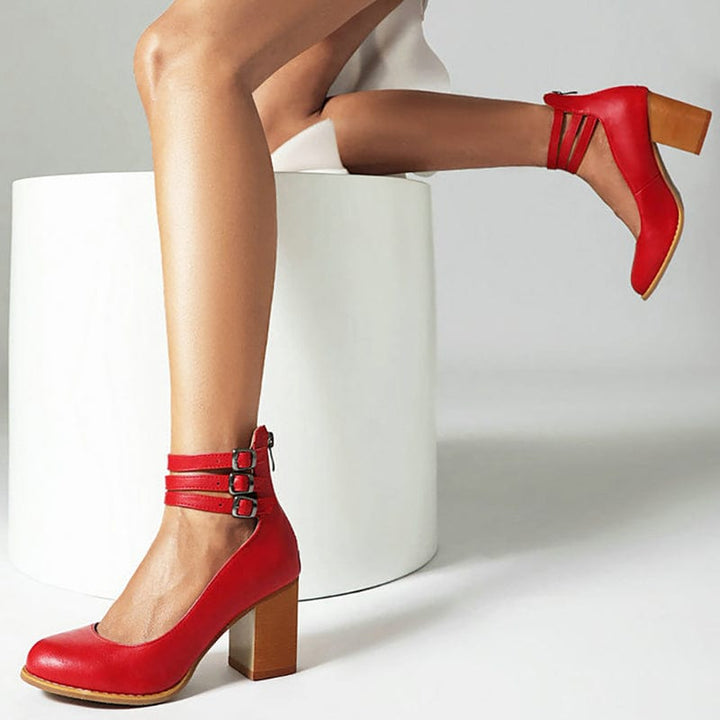 Avy |  Triple Buckle Heels