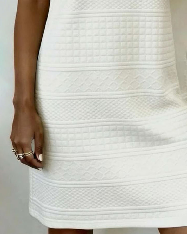 Three-Button Jacquard Straight Dress
